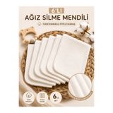 CATRE %100 Pamuklu 6'lı Bebek Ağız Silme Mendili Fitilli Kumaş Yenidoğan Omuz Bezi Çok Amaçlı Mendil