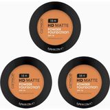 Catrice 18H Hd Mat Pudra Fondöten 3’lü Set Uzun Ömürlü, Spf 15, Matlaştırıcı, Vegan, 24 G - 065 W