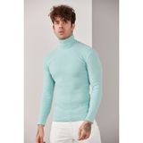 Catspy Erkek Mavi Lycra Boğazlı Kazak - 05T-Mavi