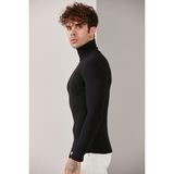 Catspy Erkek Siyah Lycra Boğazlı Kazak - M