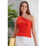 CATSPY Mandalina Crop Tek Omuz Detaylı Kaşkorse Bluz