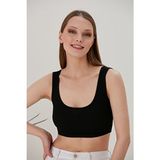 Catspy Siyah Fitted Havuz Yaka Fitilli Esnek Örme Atlet XL Kadın Dokuma Kumaş ile Rahat Kullanım