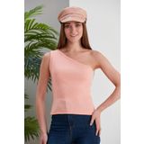 CATSPY Somon Crop Tek Omuz Detaylı Kaşkorse Bluz