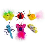 Catstages Sevimli Bir Böcek Peluş İnteraktif Kedi Oyuncakları, Tüylü Böcek Temalı Kicker Kedi Nanesi Oyuncakları, Kırışıklık, Örgü, 6pk, Küçük, Çok Renkli