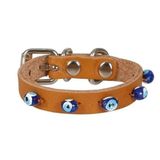 Cattie Boncuklu Deri Küçük Irk Camel Xsmall 1x12-16 cm Köpek ve Kedi Boyun Tasması