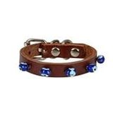 Cattie Boncuklu Deri Küçük Irk Kahverengi Xsmall 1x12-16 cm Köpek ve Kedi Boyun Tasması