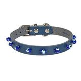 Cattie Boncuklu Deri Küçük Irk Royal Mavi Large 1.2x23-27 cm Köpek ve Kedi Boyun Tasması