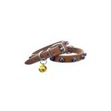 Cattie Gerçek Deriden El Yapımı Boncuklu Kedi Boyun Tasması 1,2X25-29Cm - Camel