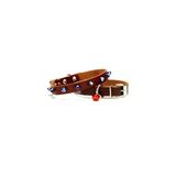 Cattie Gerçek Deriden El Yapımı Boncuklu Kedi Boyun Tasması 1X14-18Cm - Brown