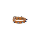 Cattie Gerçek Deriden El Yapımı Boncuklu Kedi Boyun Tasması 1X14-18Cm - Camel
