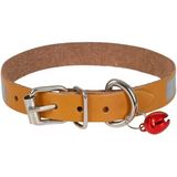 Cattie Gerçek Deriden El Yapımı Reflektörlü Kedi Boyun Tasması 1,2X25-29Cm - Camel