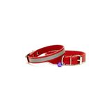 Cattie Gerçek Deriden El Yapımı Reflektörlü Kedi Boyun Tasması 1,2X25-29Cm - Red
