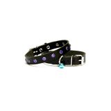 Cattie Gerçek Deriden El Yapımı Taşlı Kedi Boyun Tasması 1X18-22Cm - Black