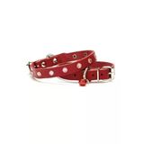 Cattie Gerçek Deriden El Yapımı Taşlı Kedi Boyun Tasması 1X18-22Cm - Red