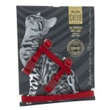 Cattie Kırmızı 1x25-40 cm Kedi Göğüs Gezdirme Takımı
