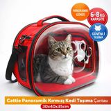 Cattie Panoramik Kedi Taşıma Çantası 30X40x35cm - Kırmızı - Newvısıonpanored