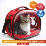 Cattie Panoramik Kedi Taşıma Çantası 30X40x35cm - Kırmızı