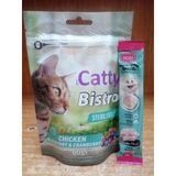 Catty Bistro Kısırlaştırılmış Kedi Ödülü Tavuklu 60Gr+10 Adet Hobi Tavuklı Kedi Öüdl Krema