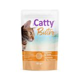 Catty Bistro Sos İçinde Somonlu Ton Balıklı 85 gr Yetişkin Kedi Konservesi