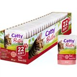 Catty Jöle İçinde Et Parçacıklı Dana Etli Yetişkin Kedi Yaş Mamaası 85 Gr 22 Adet