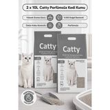 Catty Parfümsüz Ince Tane Topaklanan Kedi Kumu 10 Lt x 2 Adet