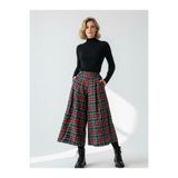 Catz Clothes Ekose Desen Kali Pantolon - Rahat Kesim - Bol Paça - Pantolon Etek