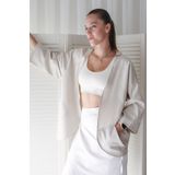 Catz Clothes Kadın Ceket + Krem Keten Short Kimono