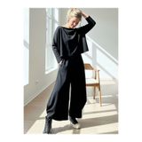 Catz Clothes Mona Black Rahat Şalvar Bluz Takım - Oversize Penye Bluz ve Şalvar