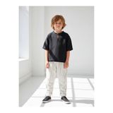 Catz Kids Erkek Çocuk Beyaz Siyah İnce Çizgili Carrot Pantolon + Siyah Müslin Britli Gömlek