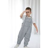 Catz Kids Erkek Çocuk Lacivert Beyaz Çizgili Keten Askılı Tulum