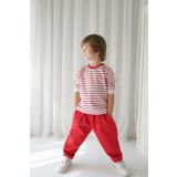 Catz Kids Kırmızı Gabardin Carrot Pantolon + Kırmızı Beyaz Çizgili Penye Sweat