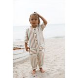 Catz Kids Renkli Çizgili Çocuk Tulum - 2 - 3 Yaş - Krem - Mavi