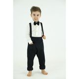 Catz Kids - Siyah Gabardin Harem Salopet + Klasik Uzun Kollu Gömlek + Papyon - 4 - 5 Yaş