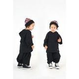 Catz Kids - Siyah Penye Samuray Şalvar + Siyah Penye Kapüşonlu Sweat + Etnik Desen Bere - 5 - 6 Yaş