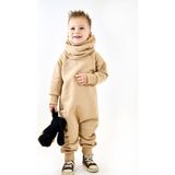 Catz Kids Vizon 3 Iplik Şardonlu Penye Arkadan Fermuarlı Tulum + Boyunluk - 4 - 5 Yaş - Vizon - Ekru
