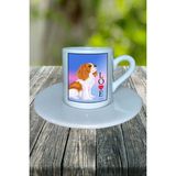 Cavalier King Charles Köpek Baskılı Türk Kahvesi Fincanı Tabaklı Kişiye Özel Model 1