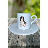 Cavalier King Charles Köpek Baskılı Türk Kahvesi Fincanı Tabaklı Kişiye Özel Model 4