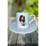Cavalier King Charles Köpek Baskılı Türk Kahvesi Fincanı Tabaklı Kişiye Özel Model 6