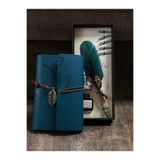 CAVAŞ sun hat Divit Hokka Kalem Yaprak Desenli Eskitme Defter Seti