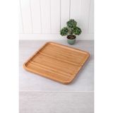 Çavdar Group 25 cm Kare Bambu Lüx Servis Tabakları Modern Desen ile Sunum İçin
