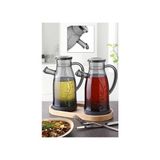 Çavdar Group 2'li Bambu Standlı Yağlık Sirkelik Şeffaf Sosluk 700 ml 2 Adet Plastik Yağdanlık Set