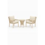 Çavdar Group Alya Raddan 1+1 Bistro Set Minderli 2 Kişilik Raddan Oturma Grubu Camlı Sehpa Bahçe Balkon Teras Set