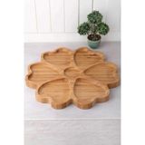 Çavdar Group Bambu Lüx Sunum 30 cm 7 Bölmeli Kalpli Sunum Servis Kahvaltı Tabağı - Naturel Ahşap