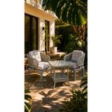 Çavdar Group Cenevre Raddan 1+1 Bistro Set Minderli 2 Kişilik Raddan Oturma Grubu Camlı Sehpa Bahçe Balkon Teras Set