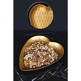 Çavdar Group Gold Kalp Yaprak Lüx Sunum Tepsisi Kalp Motifli Plastik Çerezlik Kahvaltılık Sunum Tabağı