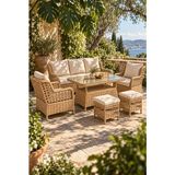 Çavdar Group Hera Raddan 3+1+1 Puflu Oturma Grubu Balkon Teras Bahçe Mobilyası 7 Kişilik El Örgüsü Raddan Takım - Cappuccino