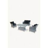Çavdar Group İcon Raddan 2+1+1 Çay Seti Balkon Teras Bahçe Mobilyası El Örgüsü Raddan 4 Kişilik Oturma Grubu