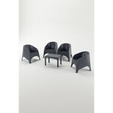 Çavdar Group Olivia 4 Kişilik Mindersiz Raddan Oturma Grubu 40x60 Sehpalı Balkon Teras Bahçe Takımı