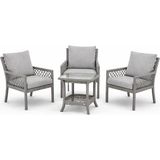 Çavdar Group Oslo Raddan 1+1+1 Bistro Set Minderli 3 Kişilik Raddan Oturma Grubu Bahçe Balkon Teras Set - Cappuccino
