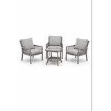 Çavdar Group Oslo Raddan 1+1+1 Bistro Set Minderli 3 Kişilik Raddan Oturma Grubu Bahçe Balkon Teras Set - Gri